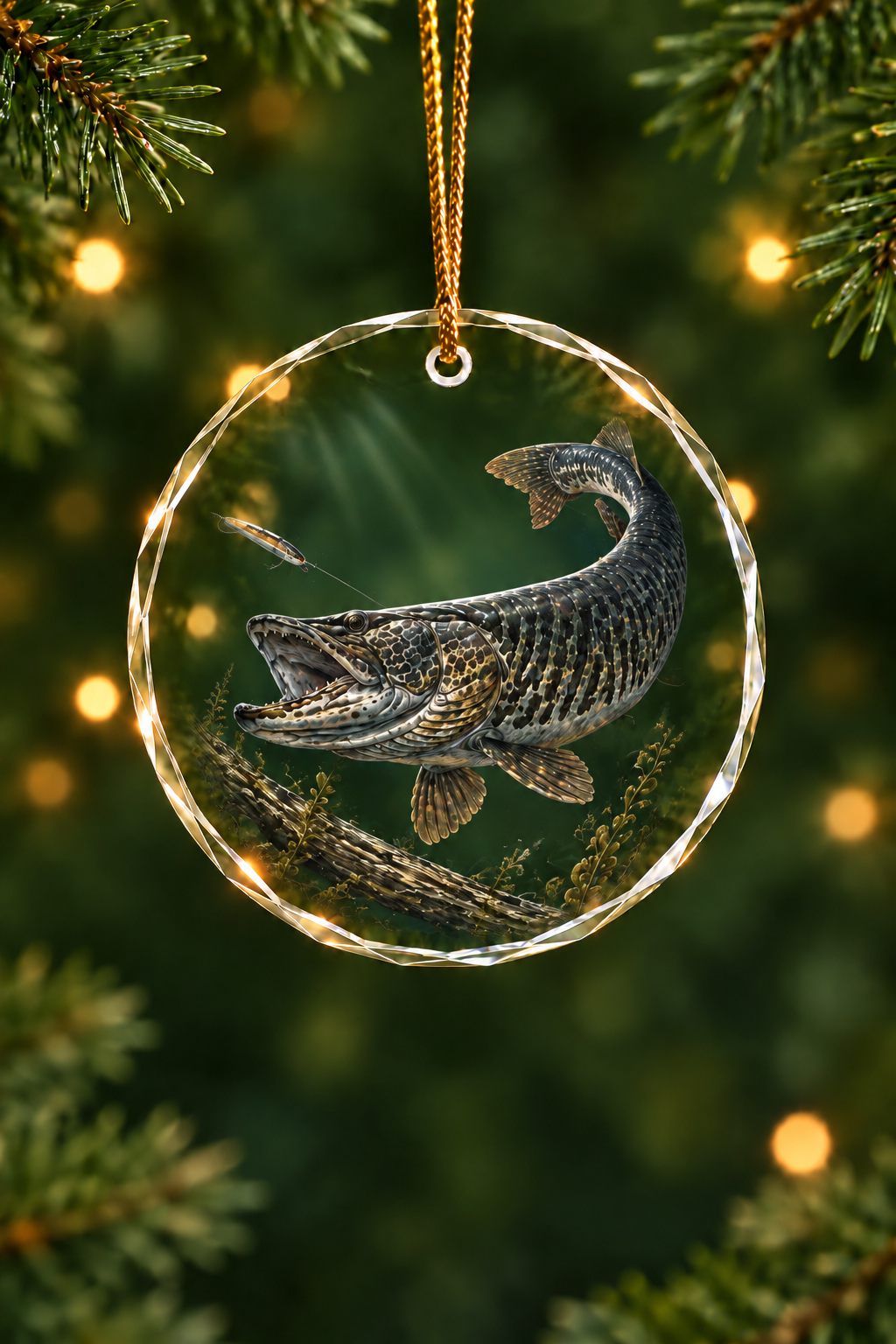 Deep Dusk Muskie - Glass Ornament image 1