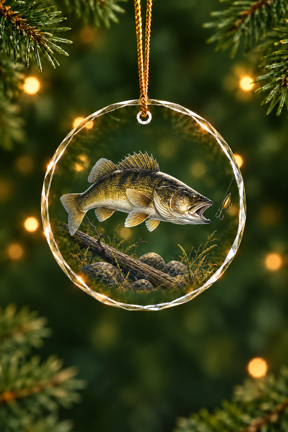 Deep Water Walleye - Glass Ornament image 1
