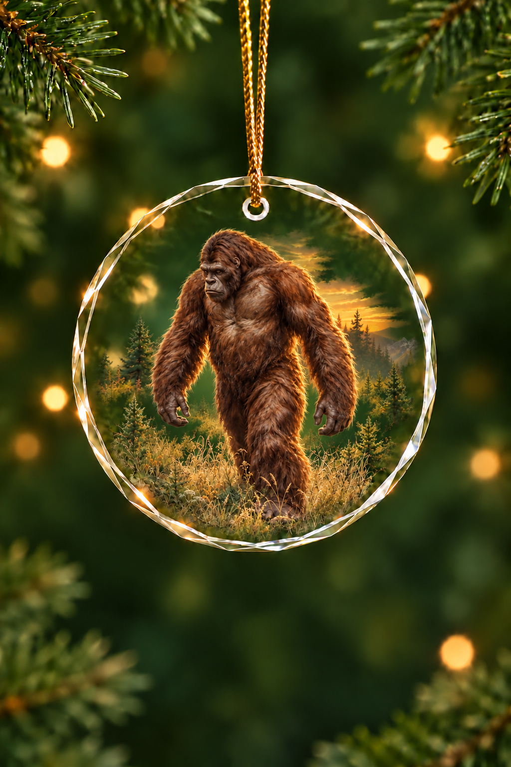 Sunset Stride Bigfoot - Glass Ornament image 1