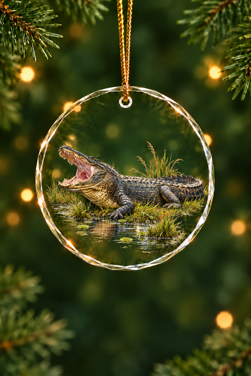 Dawn Bellow Alligator - Glass Ornament image 1