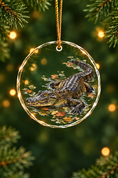 Autumn Glide Alligator - Glass Ornament image 1