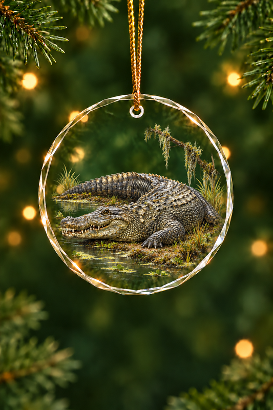 Spanish Moss Alligator - Glass Ornament image 1