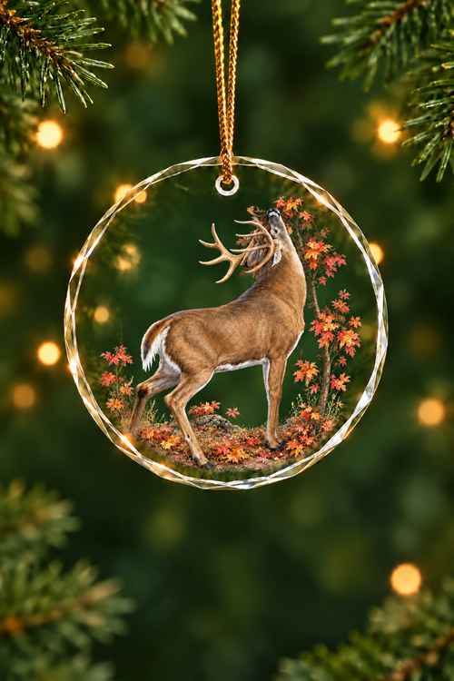 Maple Rub Whitetail - Glass Ornament image 1