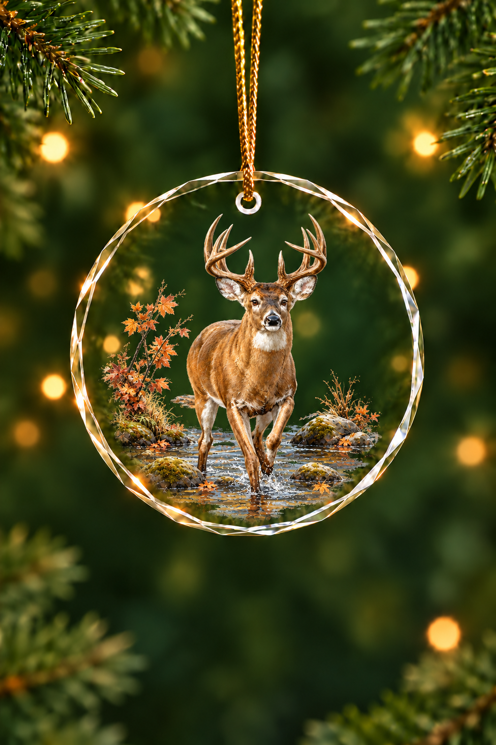 Creek Crossing Whitetail - Glass Ornament image 1