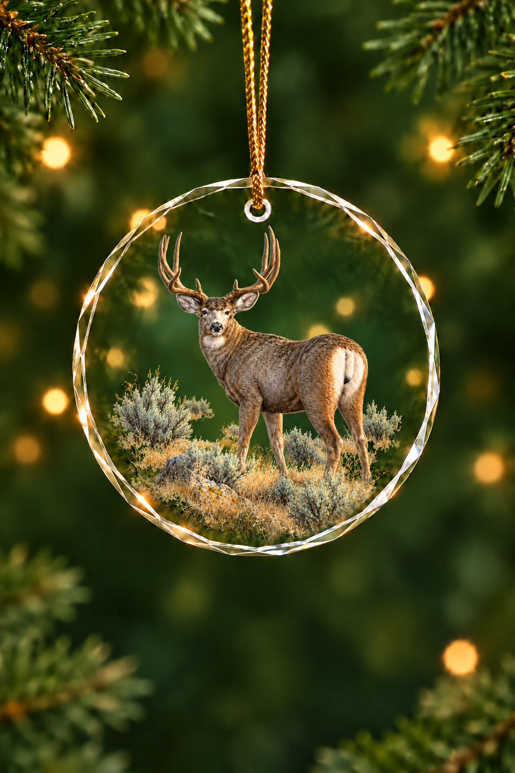 Sage Ridge Mule Deer - Glass Ornament image 1