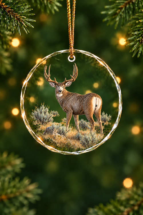 Sage Ridge Mule Deer - Glass Ornament image 1