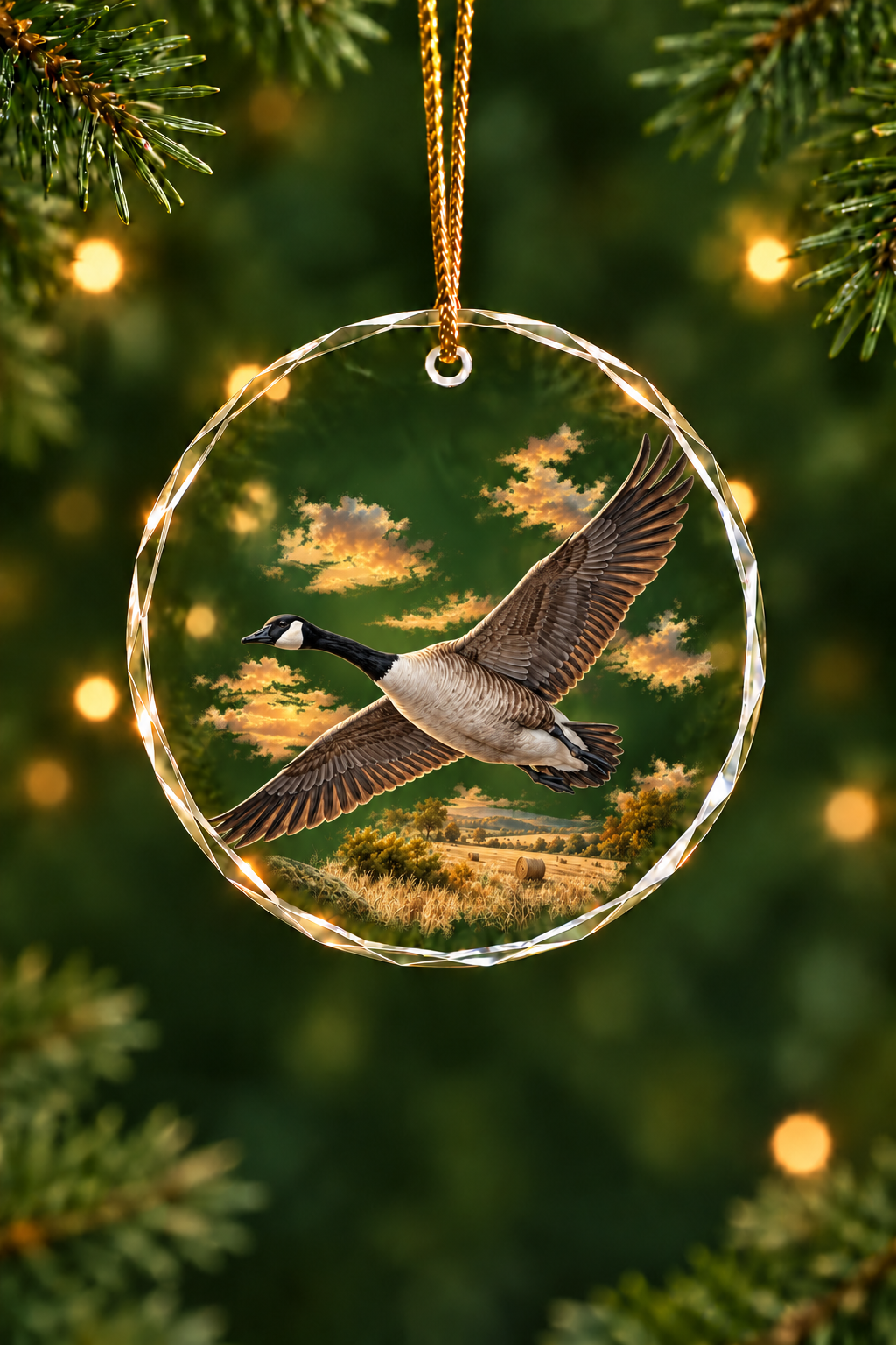 Harvest Sky Canada Goose - Glass Ornament image 1