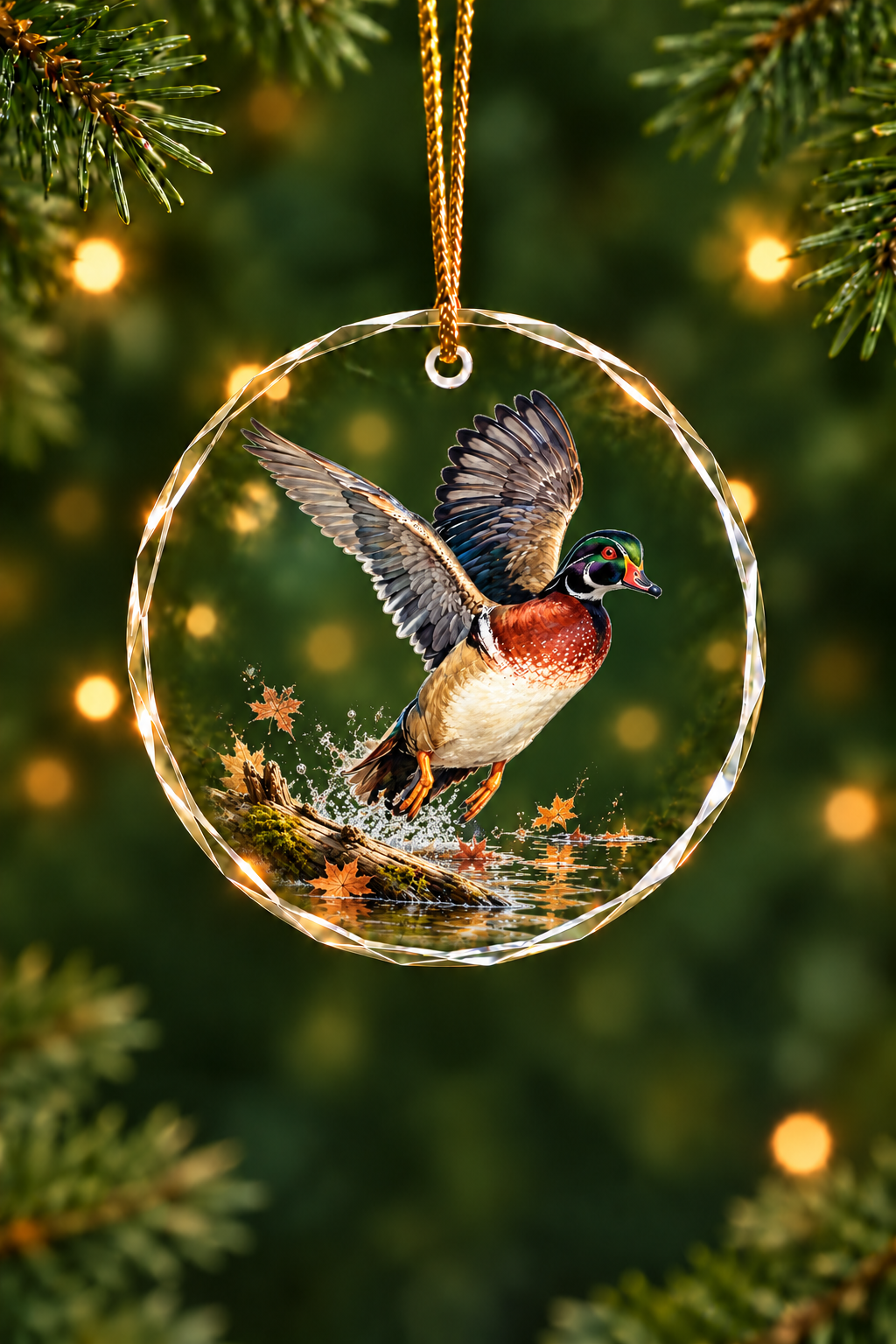 Flooded Timber Wood Duck - Glass Ornament image 1