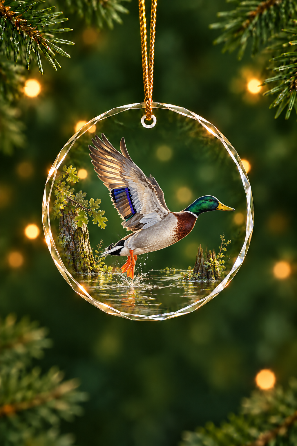 Green Timber Mallard - Glass Ornament image 1