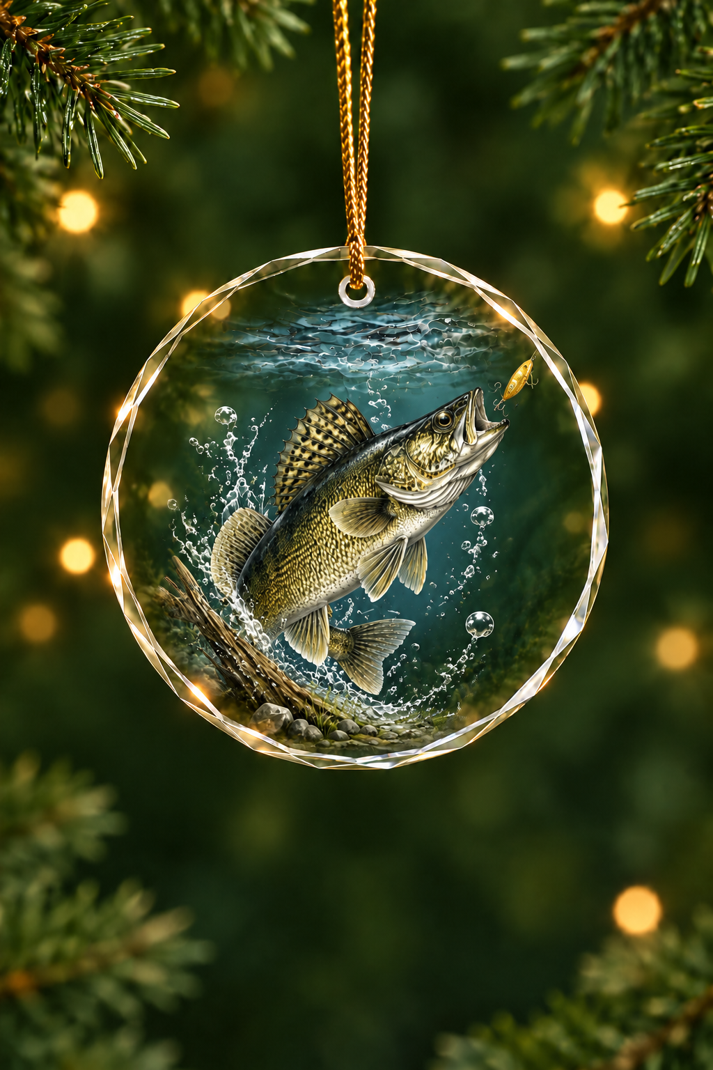 Walleye Strike - Glass Ornament image 1