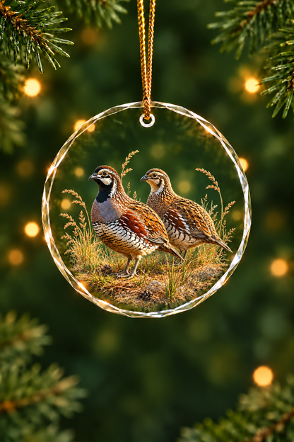 Longleaf Bobwhite Quail - Glass Ornament image 1