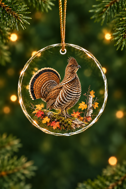 Aspen Drum Ruffed Grouse - Glass Ornament image 1