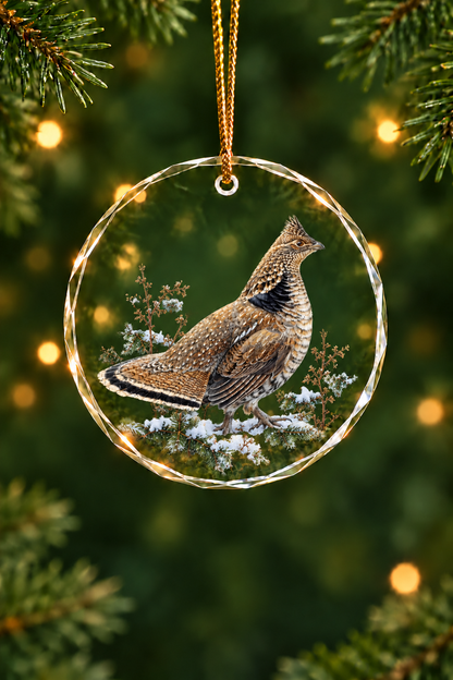 Spruce Snow Ruffed Grouse - Glass Ornament image 1