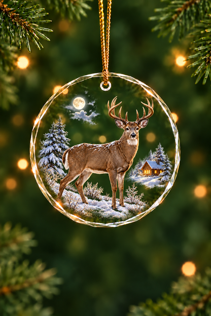 Cabin Light Whitetail - Glass Ornament image 1