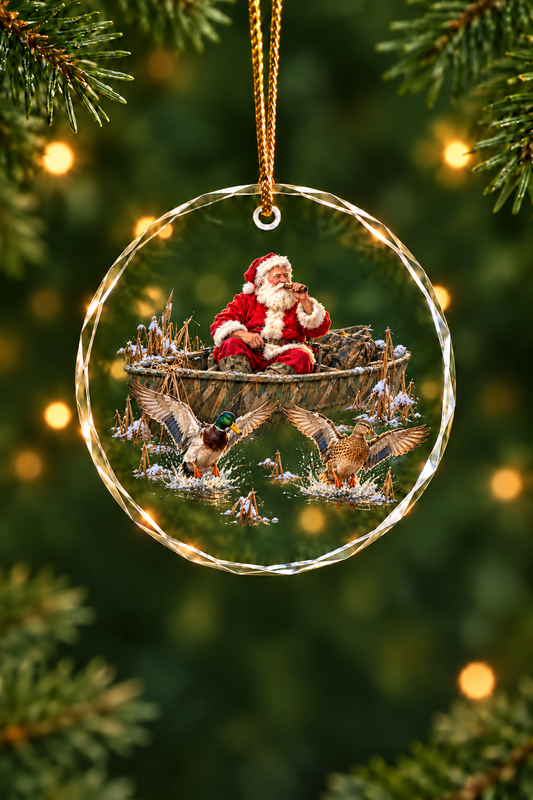 Santa's Duck Blind Mallard - Glass Ornament image 1
