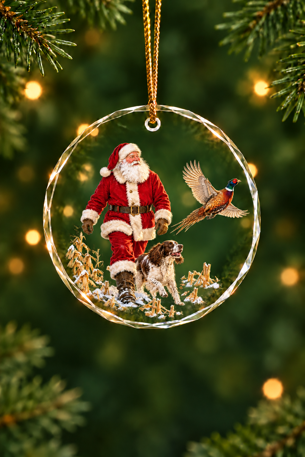 Santa's Flush Pheasant - Glass Ornament image 1