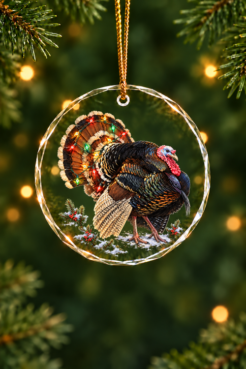Tangled Lights Wild Turkey - Glass Ornament image 1