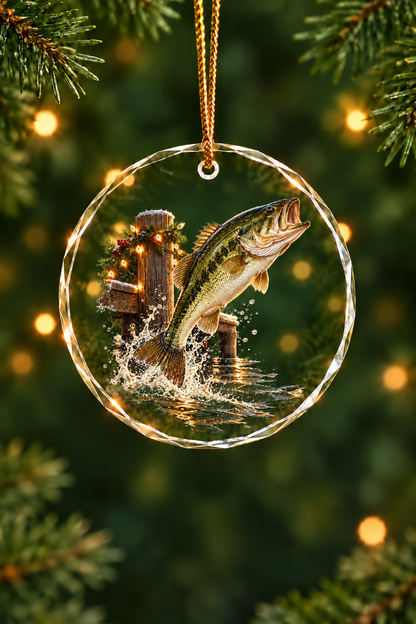 Dock Lights Bass - Glass Ornament image 1