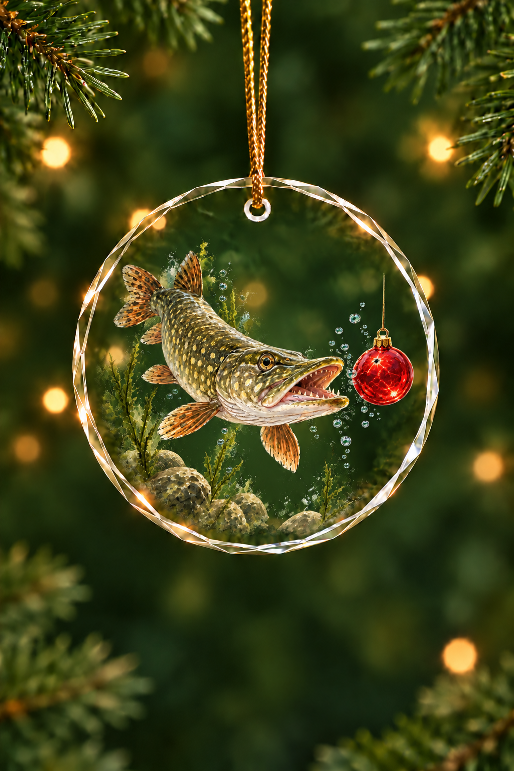 Red Bauble Pike - Glass Ornament image 1