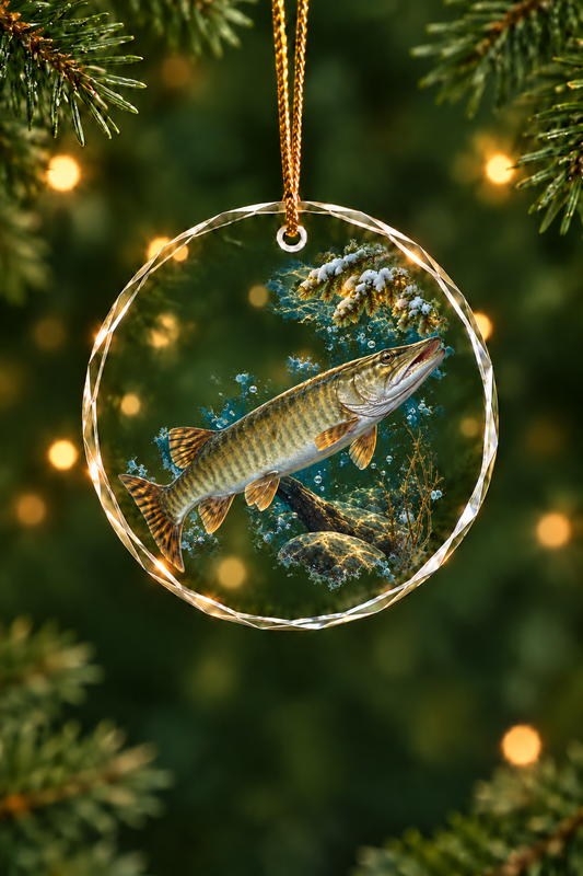 Moon Ice Musky - Glass Ornament image 1