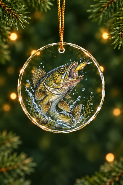 Hookflash Walleye - Glass Ornament image 1
