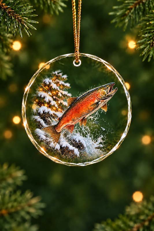 Lit Spruce King Salmon - Glass Ornament image 1