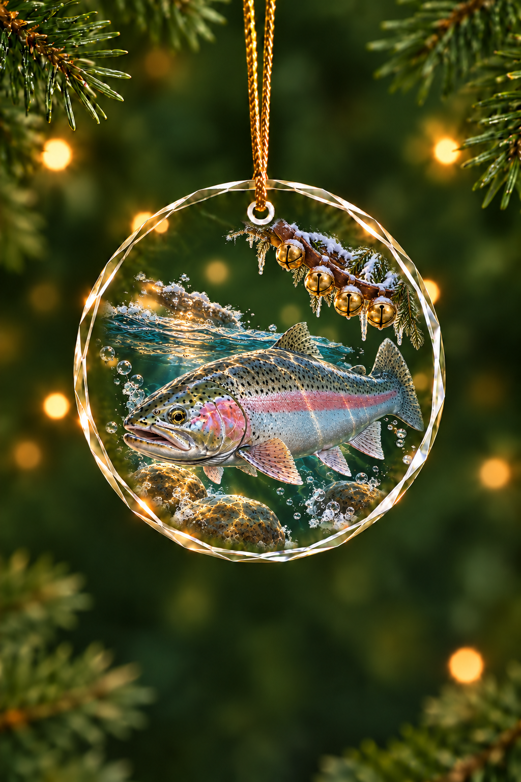 Sleigh Bell Steelhead - Glass Ornament image 1