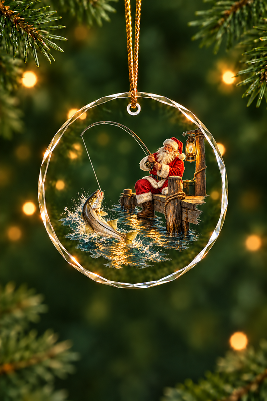 Santa's Dock Snook - Glass Ornament image 1
