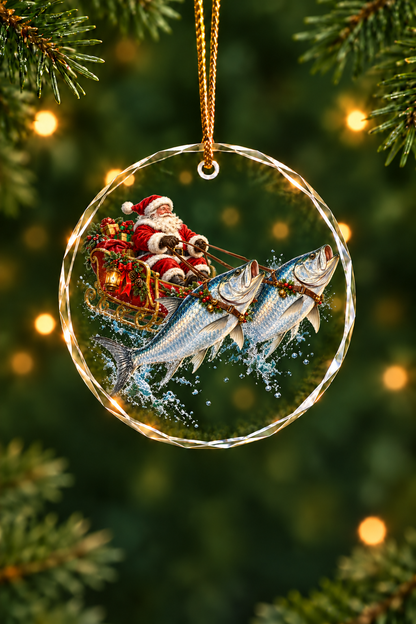 Santa's Tarpon Sleigh - Glass Ornament image 1