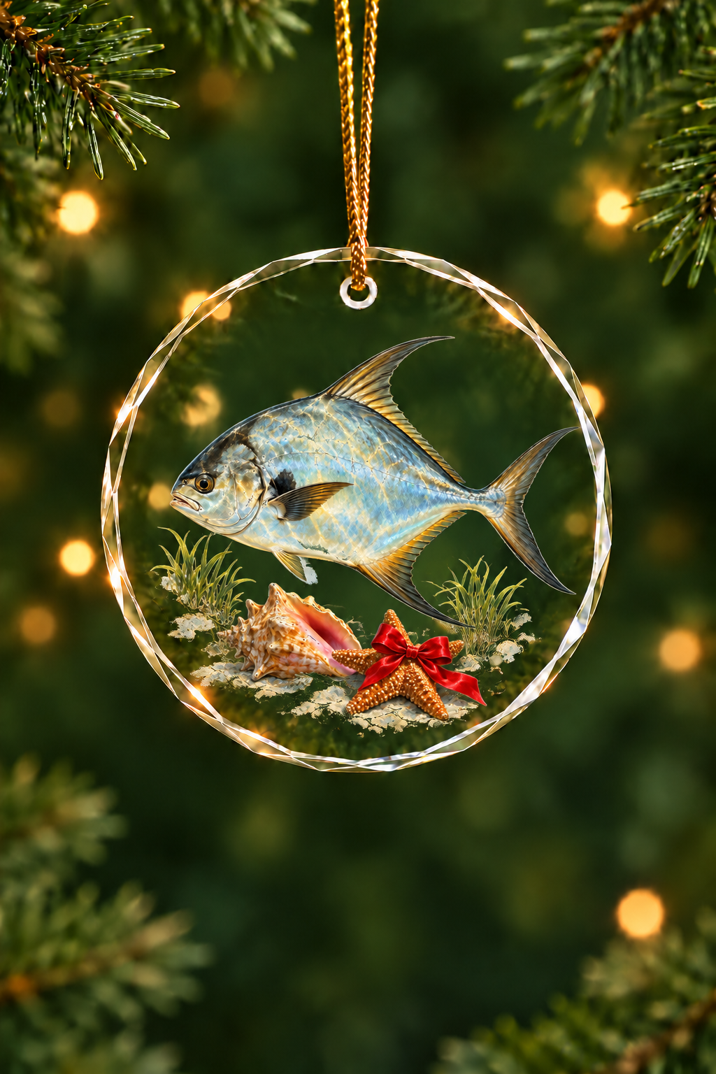 Starfish Bow Permit - Glass Ornament image 1