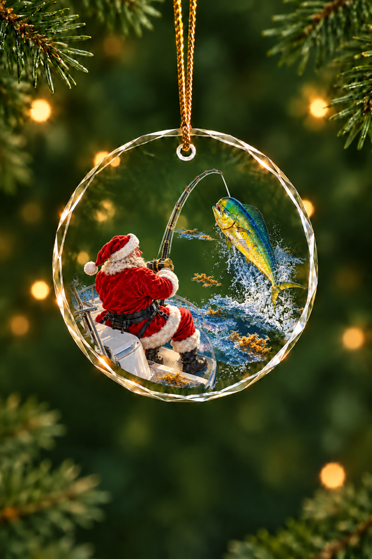 Santa's Bow Mahi - Glass Ornament image 1