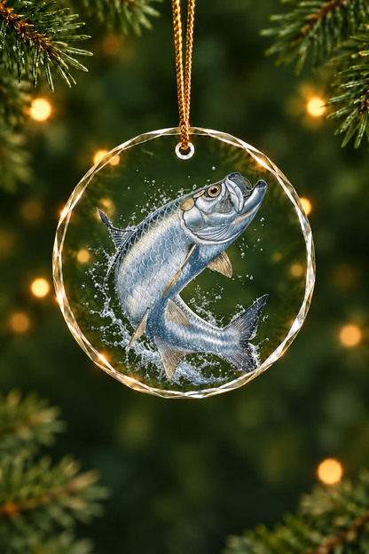 Silver Tarpon Surge - Glass Ornament image 1