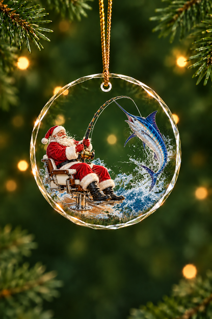 Santa's Fighting Chair Marlin - Glass Ornament image 1
