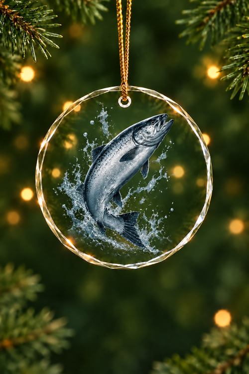 Cloudburst King Salmon - Glass Ornament image 1