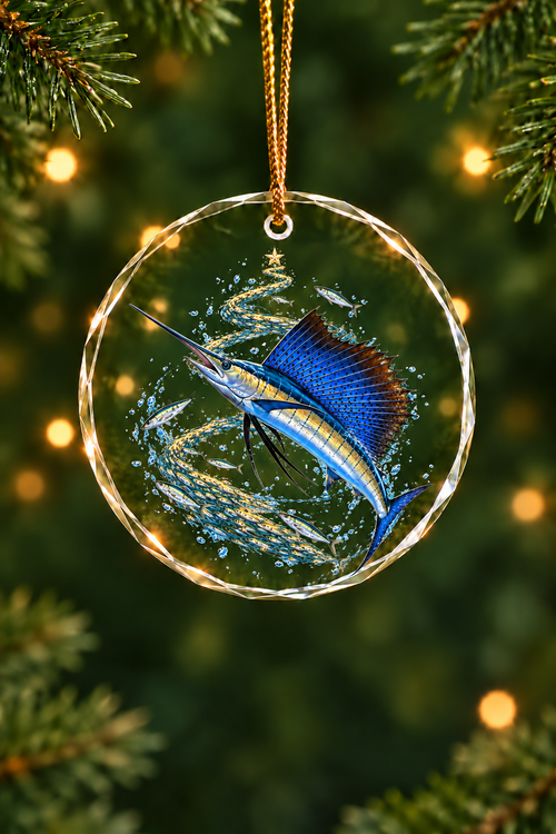 Baitball Tree Sailfish - Glass Ornament image 1