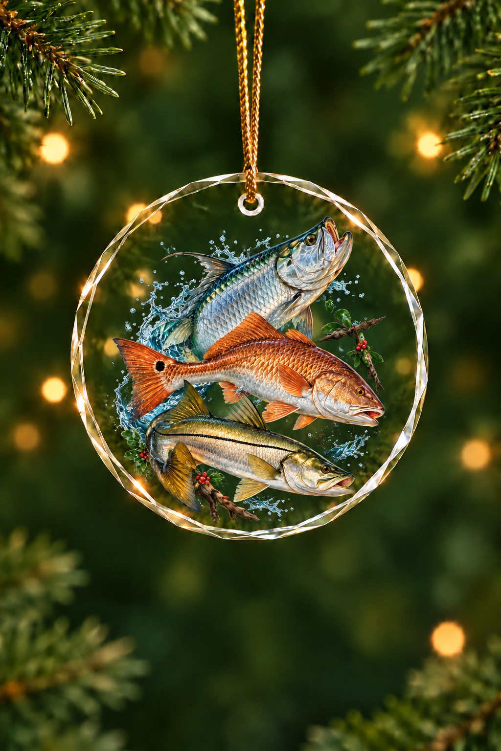 Mangrove Lights Snook Tarpon Slam - Glass Ornament image 1