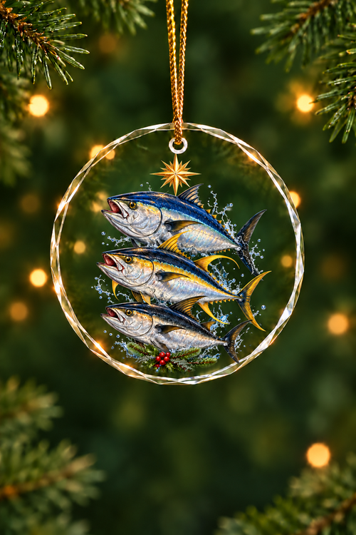 Christmas Star Tuna Slam - Glass Ornament image 1