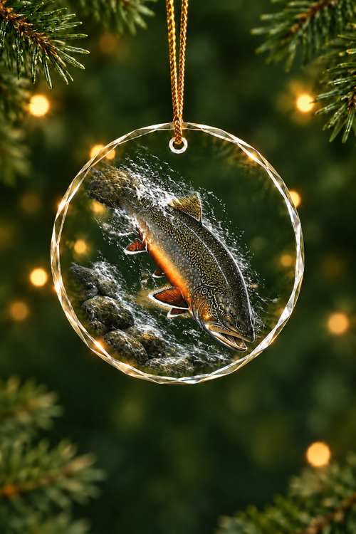 Rapids Brook Trout - Glass Ornament image 1