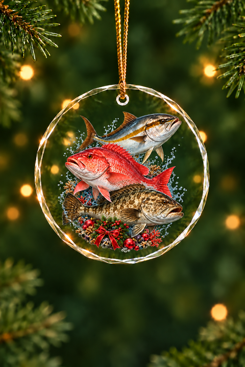 Reef Wreath Snapper Grouper Slam - Glass Ornament image 1