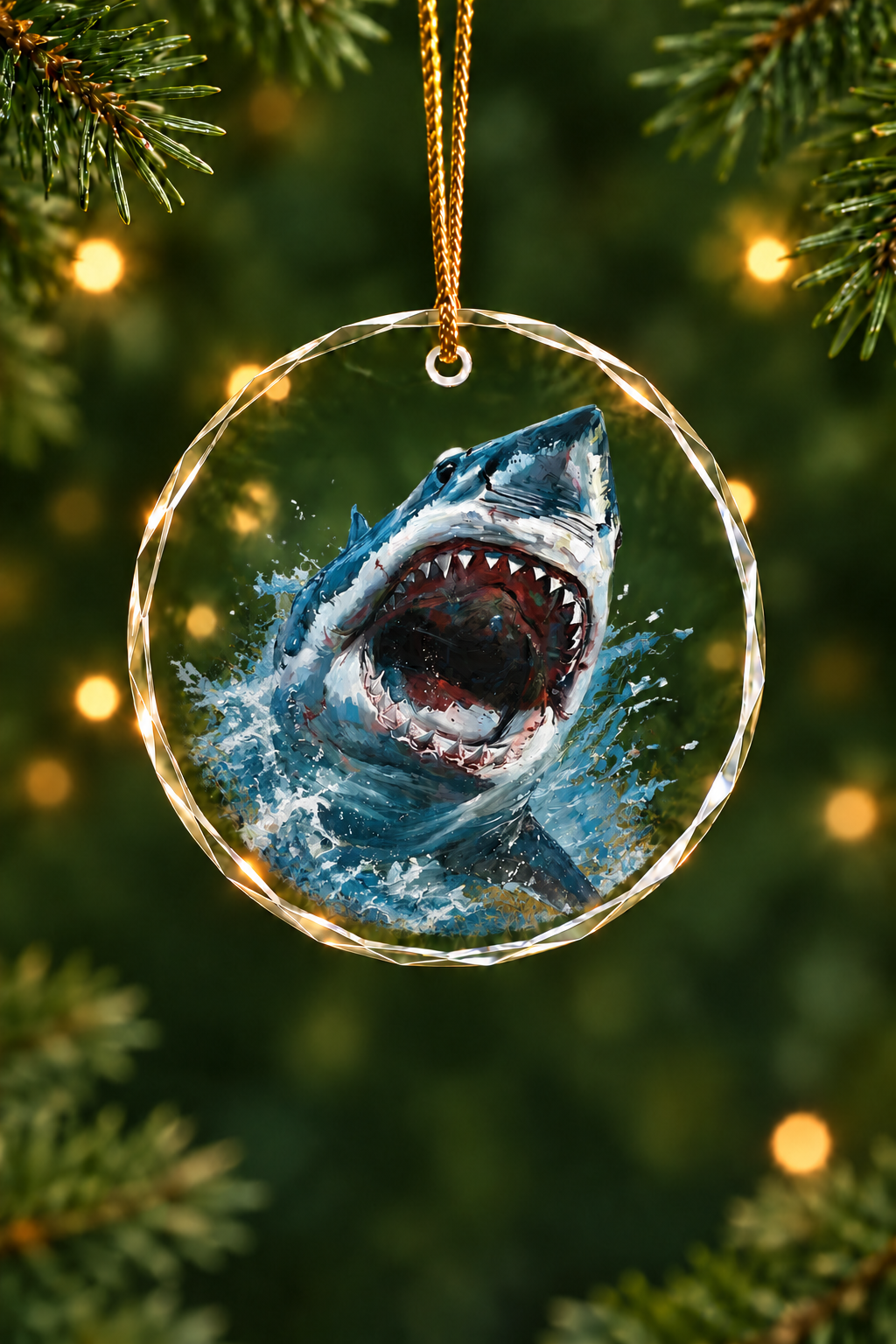 Great White Surge - Glass Ornament image 1
