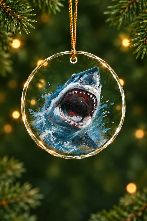 Great White Surge - Glass Ornament image 1
