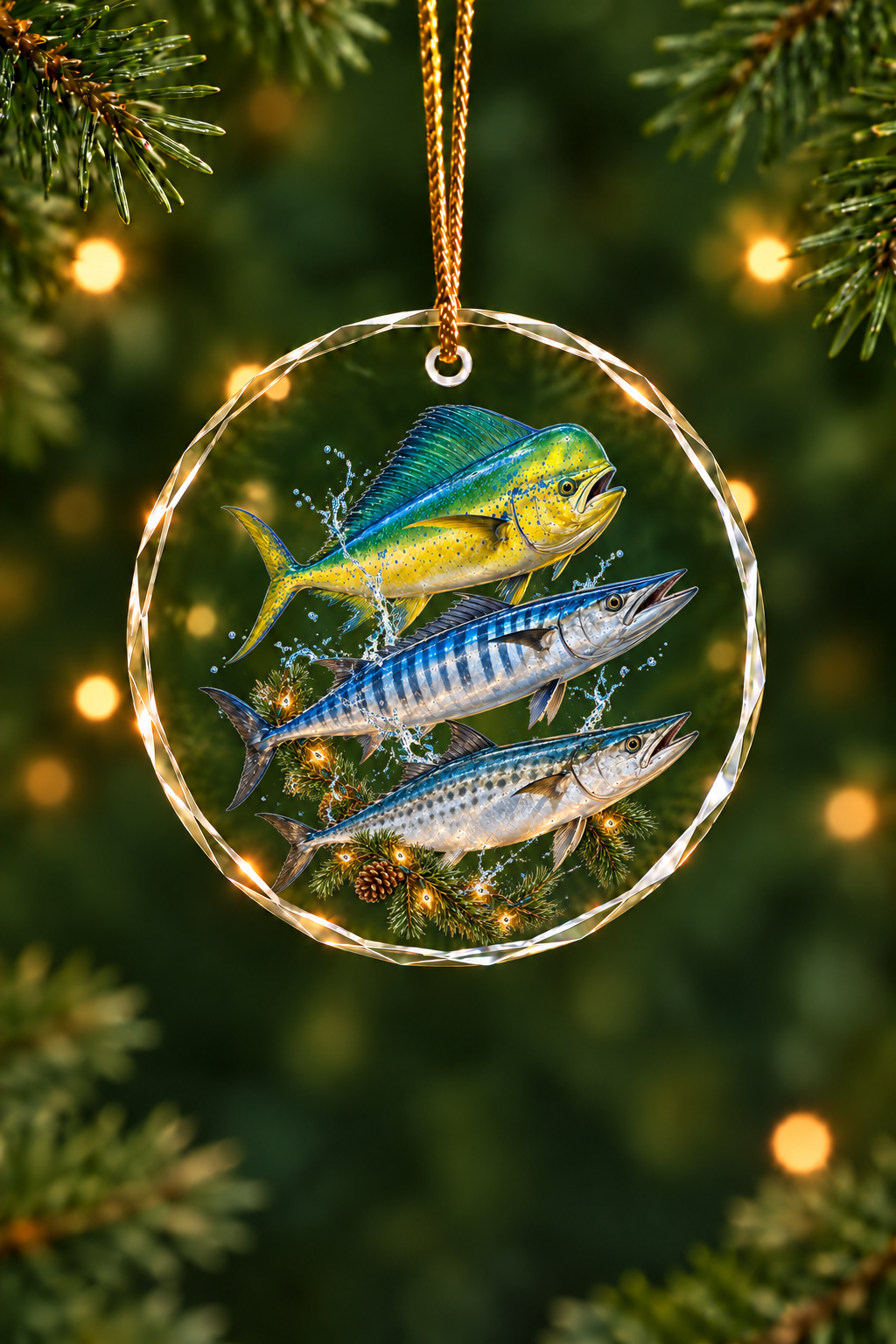 String Lights Wahoo Mahi Slam - Glass Ornament image 1
