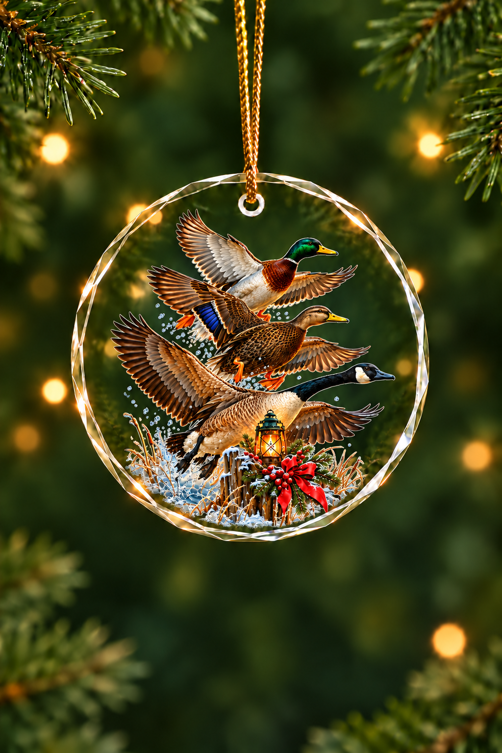 Blind Lantern Mallard Goose Slam - Glass Ornament image 1