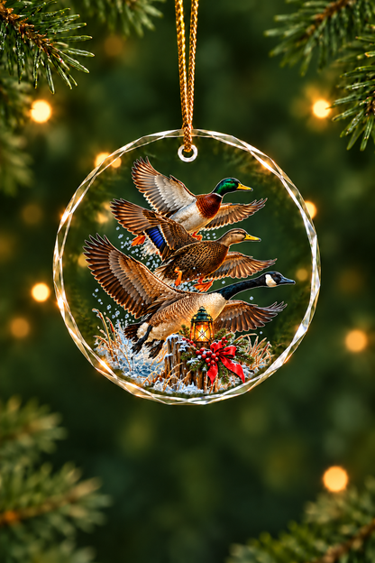 Blind Lantern Mallard Goose Slam - Glass Ornament image 1