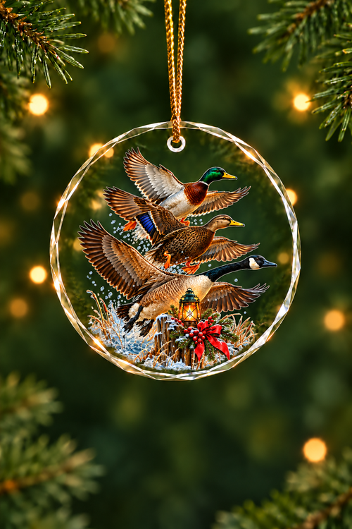 Blind Lantern Mallard Goose Slam - Glass Ornament image 1