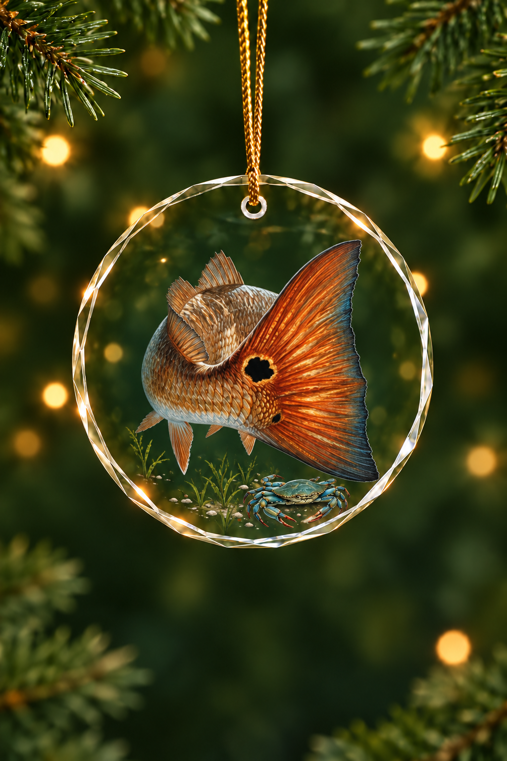 Redfish Tailing Tide - Glass Ornament image 1