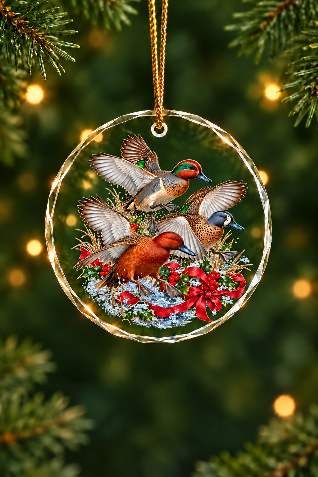 Frozen Pond Teal Slam - Glass Ornament image 1