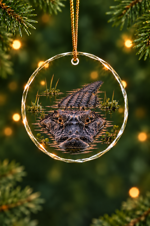 Dusk Gator Watch - Glass Ornament image 1