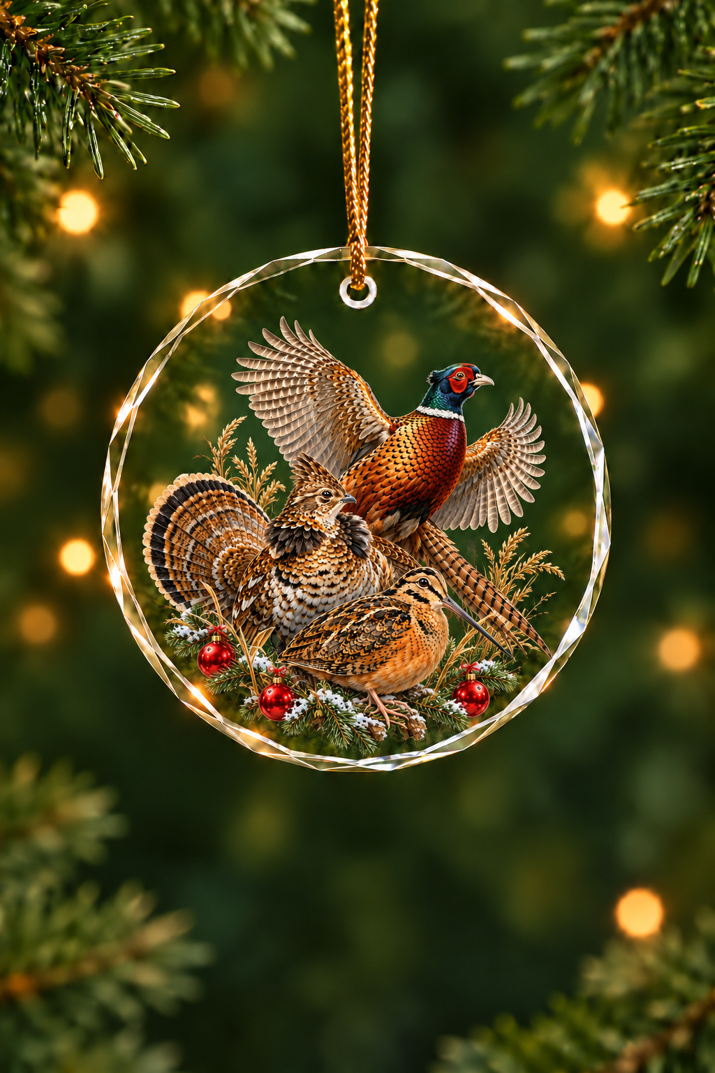 Red Bauble Pheasant Grouse Slam - Glass Ornament image 1