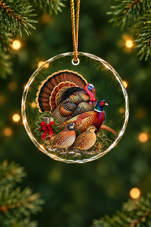 Fence Garland Turkey Pheasant Slam - Glass Ornament image 1